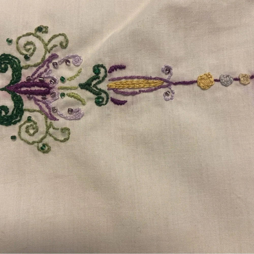 White Embroidered Tablecloth with Cross Design